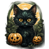 Black Cat Halloween Pumpkin - Cat