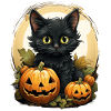 Black Cat Halloween Pumpkin - Cat