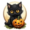 Black Cat Halloween Pumpkin - Cat