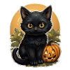Black Cat Halloween Pumpkin - Cat