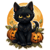 Black Cat Halloween Pumpkin - Cat