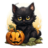 Black Cat Halloween Pumpkin - Cat