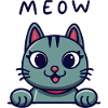 Cute cartoon cat says Meow