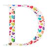 Customizable Monogram D Heart Pattern