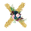 Letter x floral gold