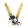 Buchstabe v gold floral
