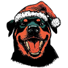 Rottweiler in a Santa hat