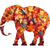 Elephant in autumn leaves