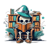 Halloween Skeleton Reading a Book