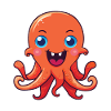 Octopus Cartoon Kawaii Aquarelle Illustration