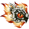 magisches Auge eines Drachen im Flammen Tattoo