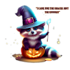 Cute raccoon on pumpkin - Halloween