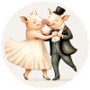 Two piggies dancing