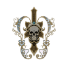 Amazing golden skull with flowers.