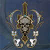 Amazing golden skull with flowers.