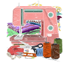 Retro sewing machine sewing
