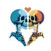 Kissing romantic skeletons