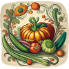 Art nouveau vegetables composition