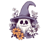 Halloween Groovy Ghost Hippie Flowers