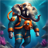Elephant in diving suit
