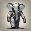 Elephant in astronaut suit