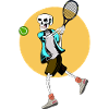 Skeleton Playing Tennis
