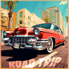 Road Trip,Car,America,Catoon Look