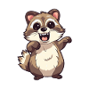 Waschbär-Karikatur-Kawaii-Aquarell-Illustration