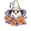 Halloween Groovy Ghost Hippie Flowers
