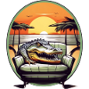 Alligator on sofa