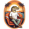 Alligator on sofa