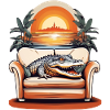 Alligator on sofa