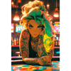Junge Frau in einer Bar