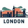London Skyline Sunset Retro