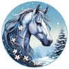 Pferd mit Schneeflocken
