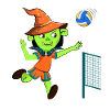 Witch Playing Volleyball