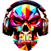 Skull with headphones