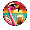 Flamingo trinkt Bier