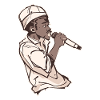 Rapper Holding a Microphone with Stroke