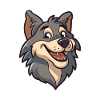 Wolf Cartoon Kawaii Aquarelle Illustration