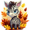 Kawaii-Zebra im Herbst