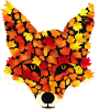Fox from autumn leaves