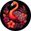 Flamingo in autumn leaves