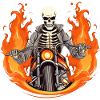 Motorcycle Skeleton Flames