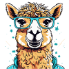 Lama mit Brille bunte Farbsplash