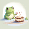 frog eats cake