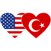 USA Türkiye Flag Heart