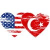 Turkey USA flag heart used