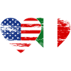 États-Unis Italie drapeau coeur utilisé