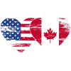 USA Canada Flag Heart Used